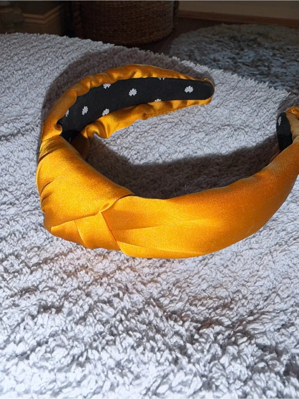 Lele Sadoughi Satin Knotted Headband in Mustard Gold